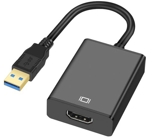 AXFEE Adaptateur USB 3.0 vers HDMI, 1080P USB 3.0/2.0 vers HDMI Mâles Compatible avec Windows 10/8.1/8/7, Full HD Vidéo Audio Multi Moniteur Convertisseur Adaptateur pour PC, Téléviseur HDTV