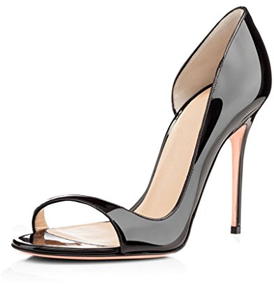 EDEFS Donne Tacco Alto Pumps 12 CM Tacco a Spillo Slip On con Fascino Round Toe per Spose & Cocktail Feste NeroA EU37