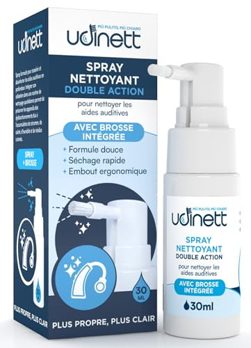 Spray Limpiador de Audífonos Udinett de 30ml con Cepillo Higienizante Integrado para la Limpieza Diaria de Auriculares Bluetooth Fórmula Delicada Que Elimina la Suciedad y el Cerumen Efecto Inmediato