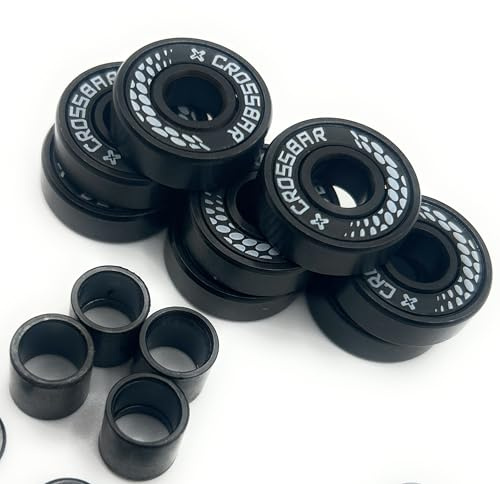 Crossbar Blitz Inline Hockey Bearings – Swiss Style – 8 Pack w/Spacers & Washers – Premium Smooth Speed