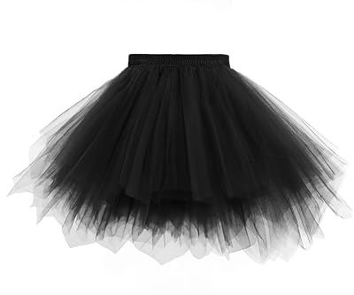 Zeagoo Jupe en tulle pour femme - Jupe tutu élastique - Taille élastique - Pour carnaval, cosplay, Halloween, fête - Mini tutu - Tour de taille 66-110 cm, Noir , M