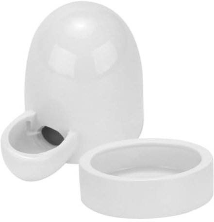 Durlo Comedero de cerámica con dispensador automático de agua, comedero y bebedero para pollos, codornices, loros, palomas y agapornis (blanco)