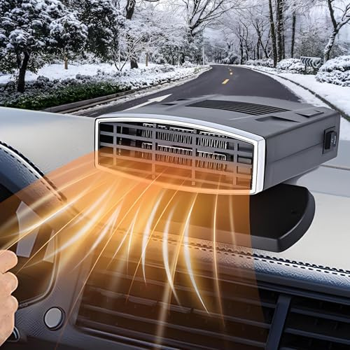 Calefacción para coche, Calefactor portátil para coche 12V 200W con calefacción y ventilación rápida, enchufe en la calefacción del coche para desempañador del parabrisas con base giratoria de 360°