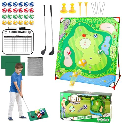 Kensbro Golf spel med golfbollar och poängräknare, minigolf-set, golfleksaker för barn och vuxna, minigolfväska-set, golf-chipping spel, golf-träningsset, golflekset för hemmet