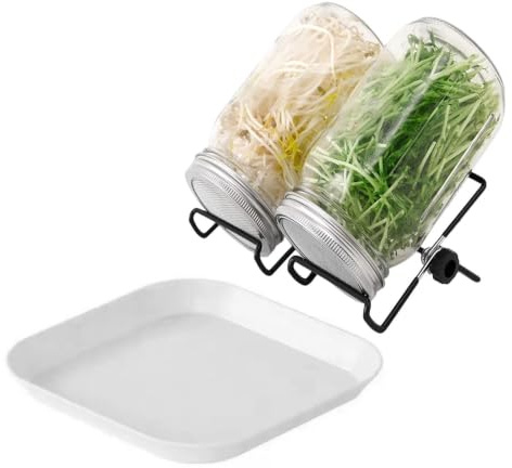 Groddglas-set för frön, 2 stycken – hydroponisk frögrobarhetsset | hälso–groddar odlingsglas, halskvartglas, stegodlingsset | groddar i mas0n-stil av glas med ventilation