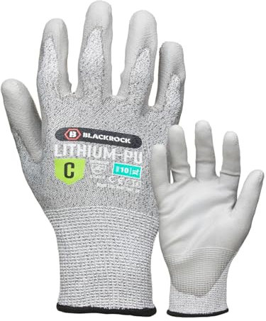 Blackrock Lithium PU Cut Resistant Level C Gloves, for Men and Women, Wood Carving Safety Gloves, Slash/Knife Resistant, Warehouse, Grip - Size 8/Medium