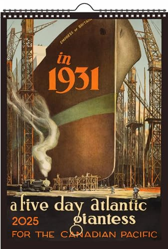 2026 Wall Calendar [12 pages 8x12] Ocean Cruise Ships Vintage Travel Poster Ads