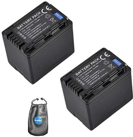 Amsahr® ValuePack (2 conteggi): batteria di ricambio per fotocamera digitale e videocamera per Panasonic VW-VBT380, serie HC-V110, HC-V130, HC-V160, HC-V180, include custodia per accessori per lenti