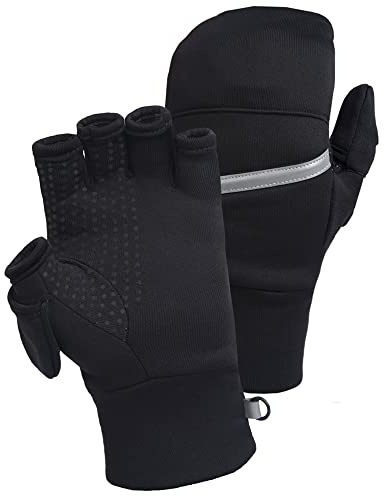 TrailHeads Men's Fingerless Mittens, Running Gloves, Medium/Large