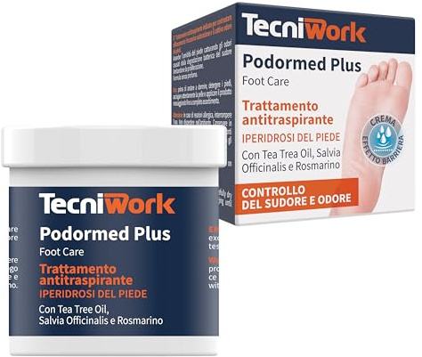 Podormed Plus Crema Antitraspirante Piedi 75 ml – Stop Iperidrosi & Odori – Tripla Azione Barriera + Assorbente + Igienizzante con Tea Tree, Salvia, Rosmarino – Dermatologicamente Testata