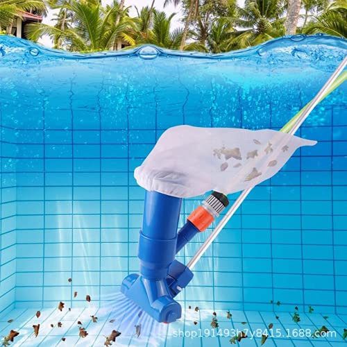 Aspiratore portatile per piscina, fontana, spazzola per pulizia detriti e sporco, strumento di pulizia con asta in gomma per esterni e interni, vasca sotterranea, fontana, colore: blu