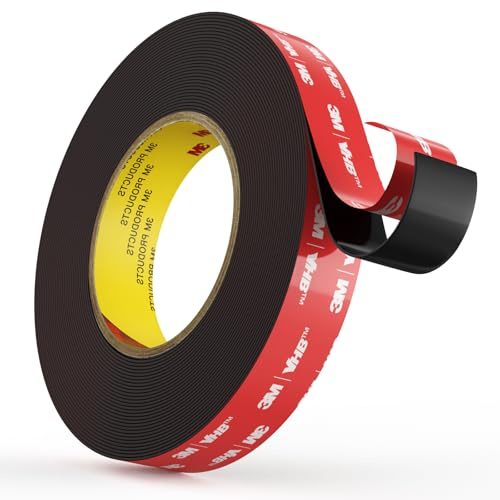 3 m tung plikt dubbelsidig monteringstejp, VHB vattentätt skumband, 9,6 m längd, 10 mm bredd för bil LED-remsor, heminredning, kontorsdekoration (24mm x 4,8m)