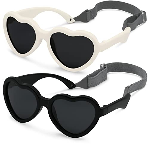 Baby Girl Sunglasses Infant Sunglasses 0-3 Months Baby Sunglasses Strap Heart Shaped Sunglasses for Baby Boy Sunglasses