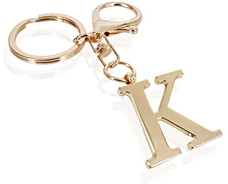 LAXPICOL Gold Keychain Letter K Keychains for Women Men Bag Charms Purse Charms For Handbags Metal Alphabet Initial Letter Key Ring Keychain