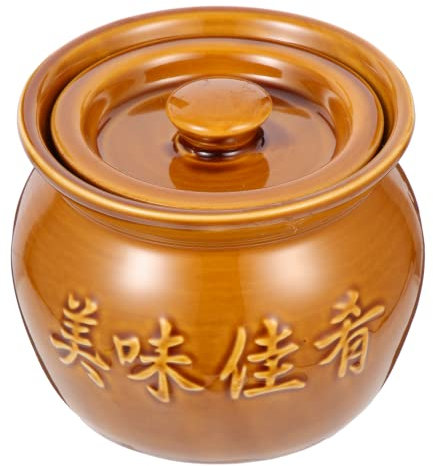 Happyyami Ceramic Stew Pot 14Oz Soup Bowl with Lid Multi-Function Kitchen Tableware for Family Meals and Restaurant Use