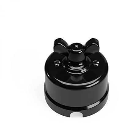 Interruttore/Deviatore in porcellana nero con dado a farfalla - Nero