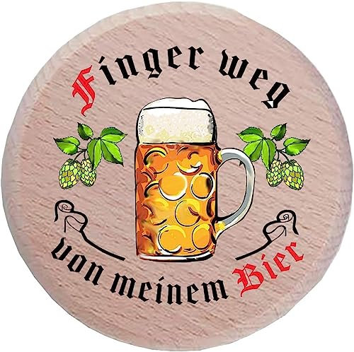 Kaltner Präsente Geschenkidee - Insektenschutz für Gläser und Getränke aus echtem Holz/Bier Wein Bierdeckel Biergläser Weingläser Tassen Biergarten/Finger weg