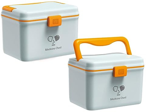 TUKA-i-AKUT 2X 14,6L Scatola per Medicinali, Portatile a 2 Strati con Maniglia per il Trasporto, Kit di Pronto Soccorso Armadio Farmacia e Mediche, Multifunzionale, Casa e All'aperto, TKD6402-XL Blu