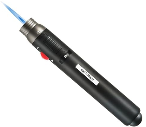 DLHONORV Jet Pencil Flame Lighter 503 Blow Torch Butane Refillable Windproof for Cooking Kitchen Creme Brulee BBQ Cigarette Cigar Soldering (Excluding Butane)