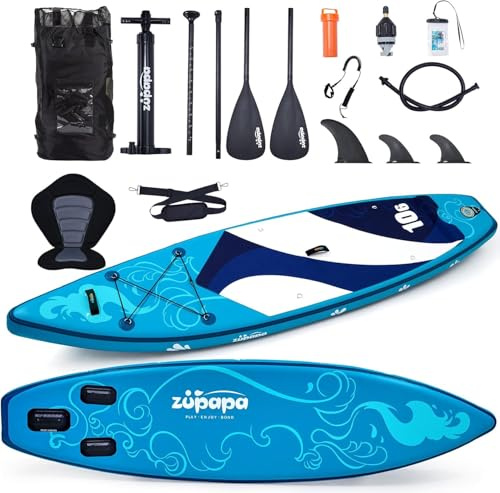 Zupapa Planche à pagaie gonflable de 3 m avec siège de kayak, planche à pagaie iSUP avec kits complets