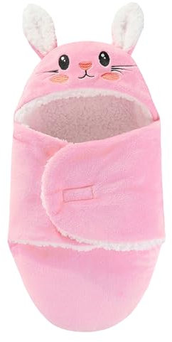 Adigau höst frenulum puckfilt för flickor pojke unisex swaddle filt nyfödd baby sovsäck söt baby filt med huva rosa 1–3 månader