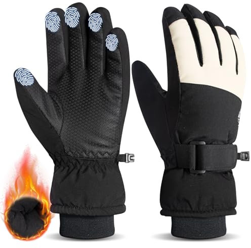 RIGWARL Skihandschuhe Handschuhe Kinder Wasserdicht, Winddichte Winterhandschuhe Kinder Jungen Mädchen Touchscreen, Anti-Rutsch Schneehandschuhe Thermo handschuhe für Fahrrad Snowboard Schlittenfahren