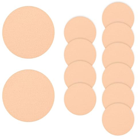 Jeffdad 12 Stück Puderquaste Schwamm, Runder Make up Schwamm Kosmetik Schwämmchen Gesichtsfarbe Schwamm für Flüssige Grundierung Foundation Puder Kosmetik Applikatoren(Hautfarbe)