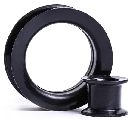 Custom Plugs 2pcs Black Silicone Double Flare Tunnels Gauge Plug Piercing Jewellery 3mm to 50mm