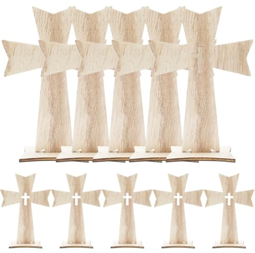 TOVINANNA 10 Pezzi Croci in Legno Da Decorare Con Supporto Ornamenti Religiosi Per Feste E Decorazioni Per Tavolo E Interni Croce Di Legno Per Artigianato E Arredamento Sacro