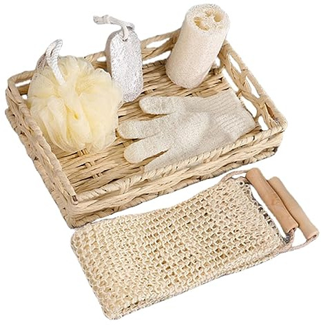 HAPINARY Set Soin Corps Exfoliant avec et Râpe Outil Nettoyage Dos Portable Panier Rangement Pratique pour Homme et Femme