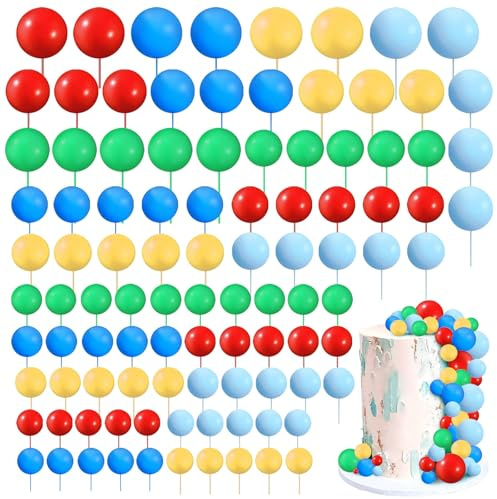 Bolas decorativas para tartas, 108 unidades, bolas decorativas para tartas, decoración de pasteles, decoración de tartas, para bodas, cumpleaños (5 colores)