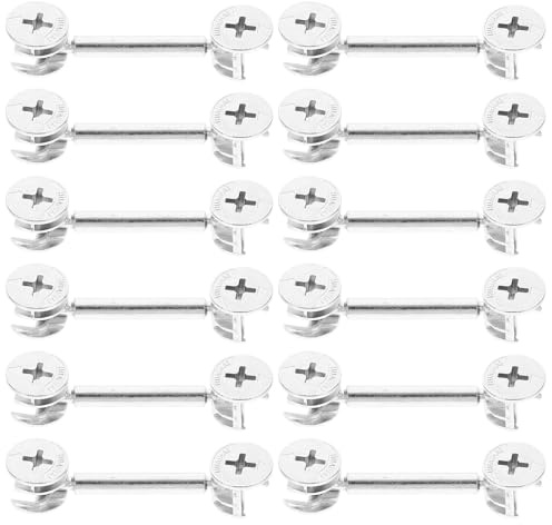 MAGICLULU Juego de 20 Conectores Metálicos de Leva para Muebles, Pasadores de Conexión de 48mm Herrajes Zinc para Gabinetes y Organización en Cocina y Baño