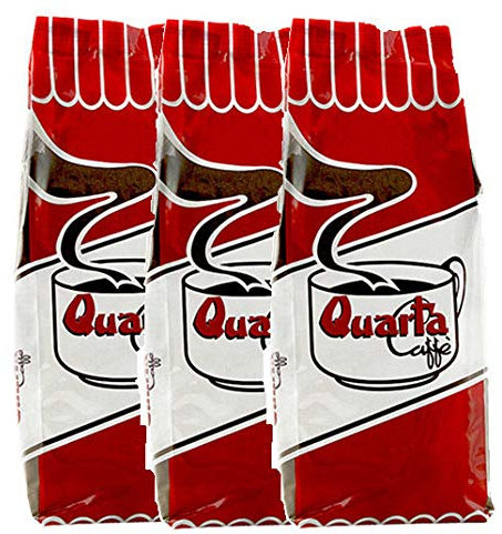 QUARTA Caffè ROSSA macinato MISCELA caffè ARABICA E ROBUSTA 500 g Aroma deciso ed energico - 3 buste Fine blend of coffee processed in Salento, Apulia, Italy Feine kaffeemischung aus salento, apulien