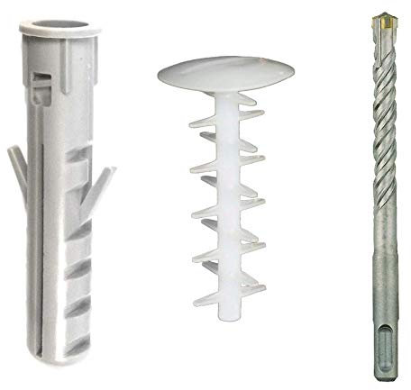 Gerüstbauer SET | Dübel PDK70 mit Kragen 14x70 mm, 100 Stück + Dübelstopfen mit Kreuzlamellen 14x40 mm, 100 Stück + Hammerbohrer 14x210/150, 1 Stück