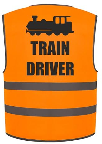 Train Driver Kids Hi Vis Vest Children's High Visibility Reflective Safety Waistcoat Fancy Dress School Road Safe, Add child's name to the front, Personalised