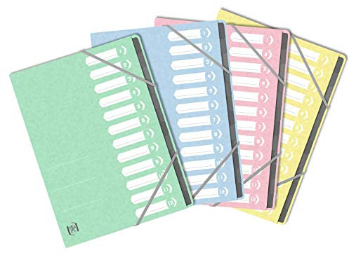 Oxford 400132134 Ordnungsmappe TopFile+ A4, 12 Positionen, Deckblatt für Karten, Farbe kann variieren, Pastellfarben