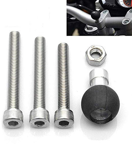 Riloer Base de Bola de Vástago de Horquilla de Motocicleta, Bola de Abrazadera de Manillar de Motocicleta con Tornillos M8 para Montaje RAM
