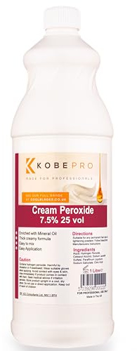 Kobe Cream Peroxide - Works with All Brands of Hair Bleach, Hair Colour / Tint & Lightening Powder - Choice of Strength & Pack Size - 1 Litre - 7.5% (25 vol)