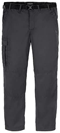 Craghoppers Expert Kiwi Pantalones a Medida con 9 Bolsillos, Impermeables, repelentes de Insectos y protección Solar, Exteriores, Senderismo, Trekking y Camping., Gris, 38W