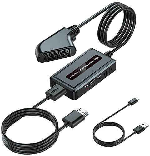 EASYCEL Weiblich Scart auf HDMI Konverter, Unterstützt 4: 3/16: 9/16: 10/Voll Seitenverhältnis und 720p/1080p HDMI Schalten, Scart zu HDMI Adapter für N64/PS2/Wii/DVD/STB/Sky/VHS/VCR