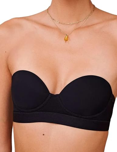 Pepper MVP - Reggiseno Senza Spalline Multiway da Donna, con Ferretto, Cinghie Convertibili Multiple, Reggiseno Senza Spalline per Donne a Petto Piccolo, Nero, 32AA