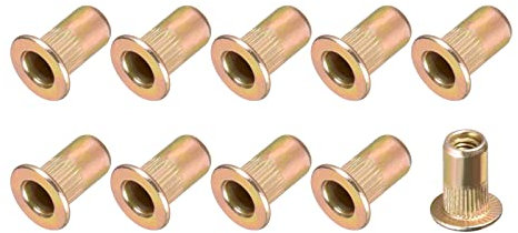 METALLIXITY Niete Muttern (M3) 100Stk Karbonstahl Gerändelt mit Gewinde Einsatz Muttern - für Möbel Mechanisch Verschlüsse Multicolored
