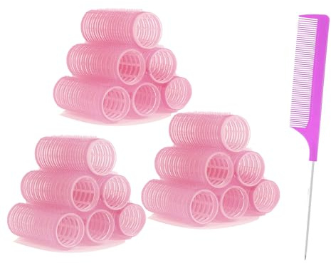 ZMD 18Pcs Self Grip Small Hair Rollers Curlers, Plastic Rollers Heatless Curlers Salon Dressing Curler DIY Curly Hair Hairstyle Roller for Women Girls Short Thin Fine Hair (0.8 x 2.4 Inch)