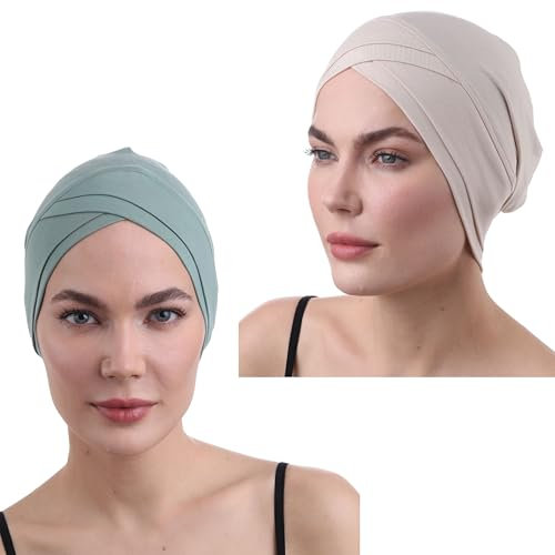 Deresina Headwear W Front Chemo Kopfbedeckung für Damen, Bambus Turban Mützen für Krebspatienten, Kappe fur Chemotherapie (Khaki Taupe)
