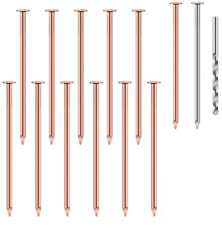 Vkyipg 14Pcs Copper Nails Kit to Killing Trees,3.5 Inch Pure Copper Nails Bulk,Stump Removal Spikes Hardware Nails for Trees