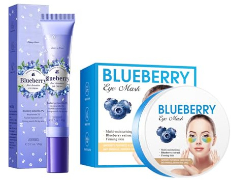 Hppsctink 20g Crème contour des yeux à la myrtille et 80g Masque contour des yeux à la myrtille, Hydrate et raffermit la peau, eye cream