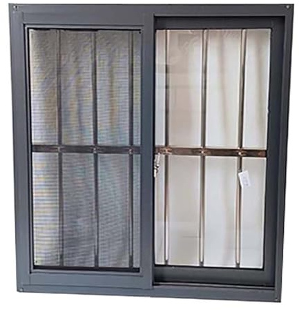 Skjutbart källarfönster med stöldförebyggande nät ventilationsskärm för skjul kyckling coop badrum ladugård loft mörkgrå 80 x 100 cm