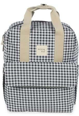 Walking Mum. Sac à dos I Love Vichy. Sac à langer pour poussette. Design polyvalent avec poignées courtes et bretelles pour le porter sur les épaules. Couleur : noir. Dimensions : 37 x 28 x 12 cm.