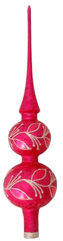 Krebs Glas Lauscha - Decorazione natalizia/decorazione per albero di Natale in vetro – Punta per albero di Natale – Colore: rosso vernice ghiacciata – Dimensioni: circa 30 cm