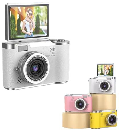 Fotocamera digitale con zoom CCD 4K, fotocamera digitale per fotografia, fotocamera Vlogging 1080P 48MP con schermo flip da 2,4 pollici a 180°, fotocamera pieghevole per studenti, fotocamera compatta